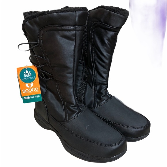 Black Sporto Dana Waterproof Boots, size 9M, NWT - Picture 1 of 8